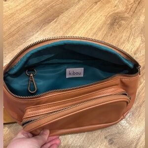 Kibou Tan Belt Bag with Teal Interior